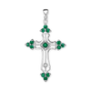 ITI NYC Trinity Cross Pendant with Green Cubic Zirconia in Sterling Silver