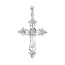 Load image into Gallery viewer, ITI NYC Trinity Cross Pendant with Cubic Zirconia in Sterling Silver
