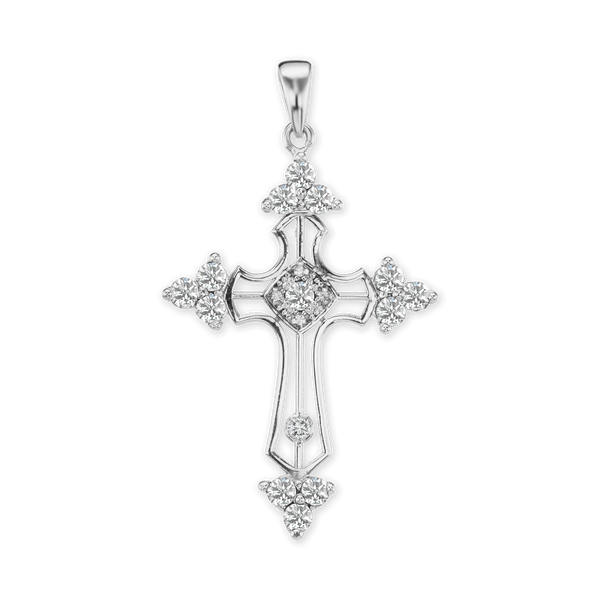 ITI NYC Trinity Cross Pendant with Cubic Zirconia in Sterling Silver