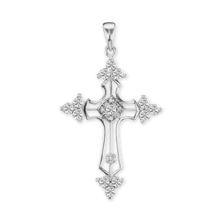 ITI NYC Trinity Cross Pendant with Cubic Zirconia in Sterling Silver