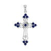 ITI NYC Trinity Cross Pendant with Dark Blue Cubic Zirconia in Sterling Silver
