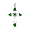 ITI NYC Trinity Cross Pendant with Green Cubic Zirconia in Sterling Silver