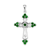 ITI NYC Trinity Cross Pendant with Green Cubic Zirconia in Sterling Silver