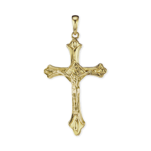 ITI NYC Trefoil Crucifix Pendant in 14K Gold