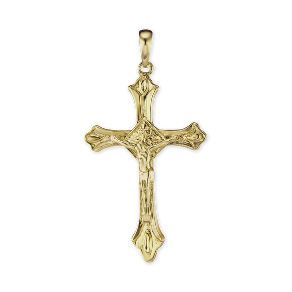 ITI NYC Trefoil Crucifix Pendant in 14K Gold