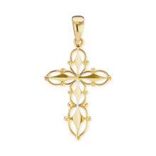 Load image into Gallery viewer, ITI NYC Filigree Cross Pendant with Beaded Design in 14K Gold
