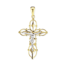 Load image into Gallery viewer, ITI NYC Filigree Crucifix Pendant with Beaded Detail in 14K Gold
