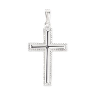 ITI NYC Sterling Silver Raised Cross with Detailed Edge
