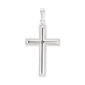 ITI NYC Sterling Silver Raised Cross with Detailed Edge