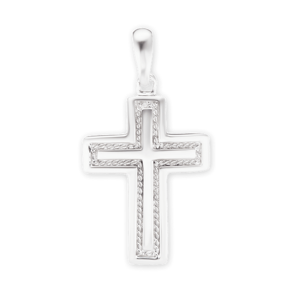 ITI NYC Sterling Silver Cross Pendant with Rope Design