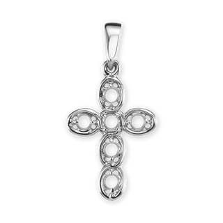 14K Gold Contemporary Venetian Cross 6 Stone Pendant Mounting (23 x 12 mm)