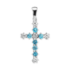 ITI NYC Cross Pendant with Diamonds and Blue Topaz Stones in 14K Gold