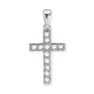 14K Gold Contemporary Classic Cross 11 Stone Pendant Mounting (34 x 17 mm)