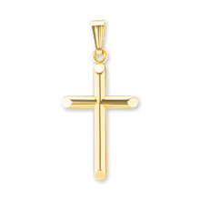 Load image into Gallery viewer, ITI NYC Domed Plain Cross Pendant in 14K Gold
