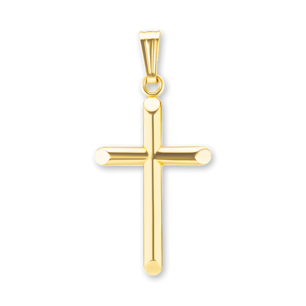 ITI NYC Domed Plain Cross Pendant in 14K Gold