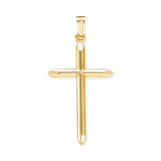 ITI NYC Domed Plain Cross Pendant in 14K Gold