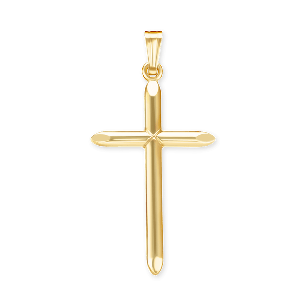 ITI NYC Domed Plain Cross Pendant in 14K Gold