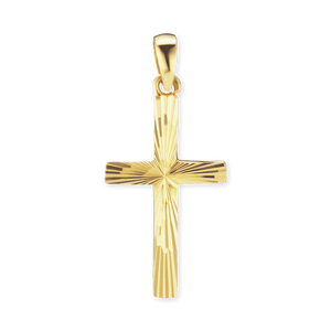 ITI NYC Cross Pendant with Diamond Cut Design in 14K Gold