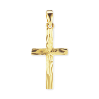 ITI NYC Cross Pendant with Diamond Cut Design in 14K Gold