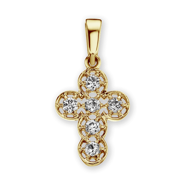 ITI NYC Filigree Cross Pendant with Diamonds in 14K Gold