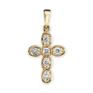 ITI NYC Bezel Set Cross Pendant with Diamonds in 14K Gold