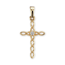 Load image into Gallery viewer, ITI NYC Filigree Cross Pendant with Diamonds in 14K Gold
