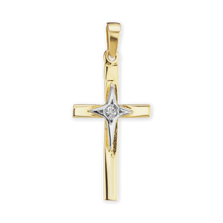 ITI NYC Cross Pendant with Diamond Accent in 14K Gold