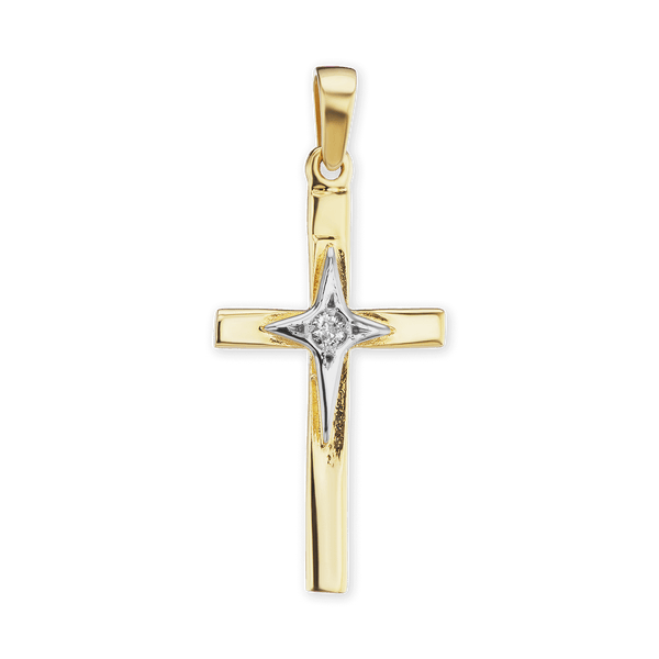 ITI NYC Cross Pendant with Diamond Accent in 14K Gold