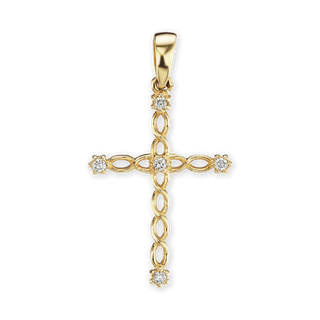 ITI NYC Filigree Cross Pendant with Diamonds in 14K Gold