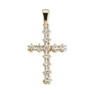 ITI NYC Cross Pendant with Diamonds in 14K Gold