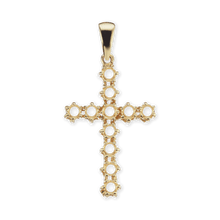 Load image into Gallery viewer, 14K Gold Contemporary Cross 11 Stone Pendant Mounting (39 x 20 mm)
