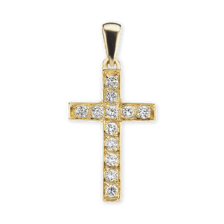 ITI NYC Cross Pendant with Diamonds in 14K Gold