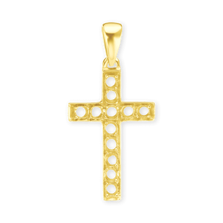 14K Gold Contemporary Classic Cross 11 Stone Pendant Mounting (34 x 17 mm)