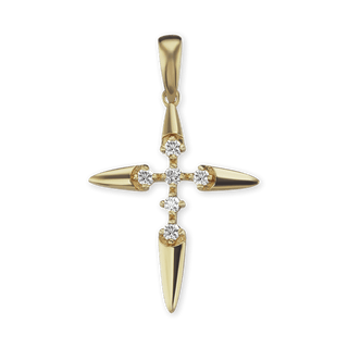 ITI NYC Star Cross Pendant with Diamonds in 14K Gold