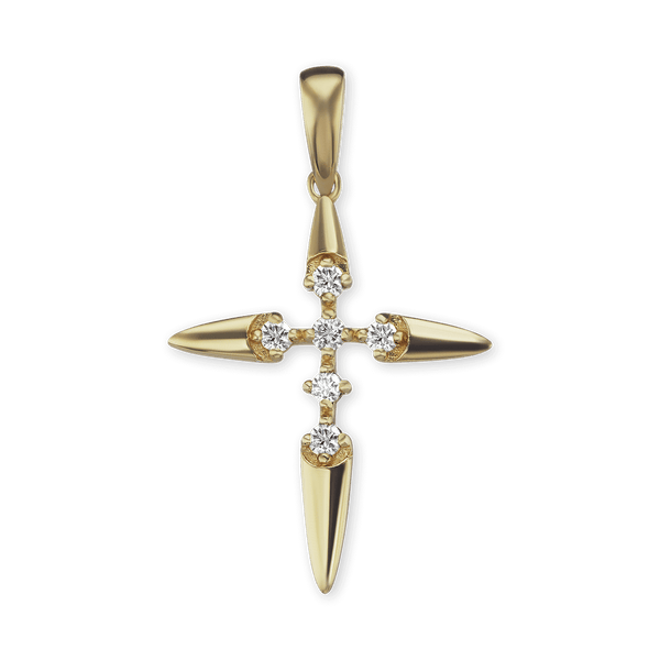 ITI NYC Star Cross Pendant with Diamonds in 14K Gold