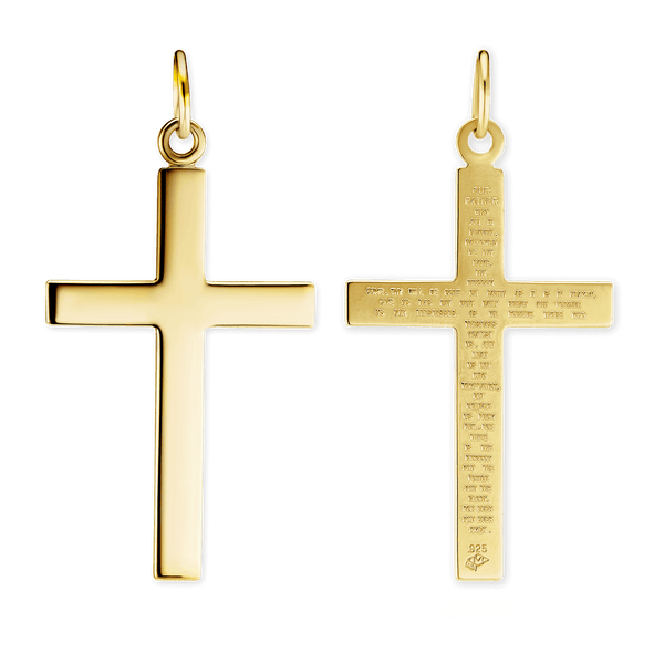 ITI NYC Plain Cross Pendant with Lord's Prayer in 14K Gold