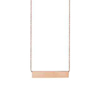 Bar Necklace with Engraving in Sterling Silver 18K Rose Gold Finish (18" Chain)