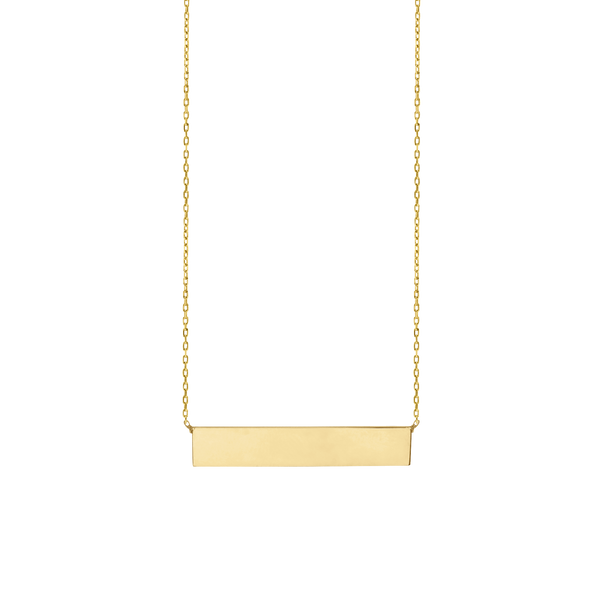 Bar Necklace with Engraving in 14K Yellow Gold (18" Chain)