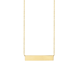 Bar Necklace with Engraving in Sterling Silver 18K Yellow Gold Finish (18" Chain)