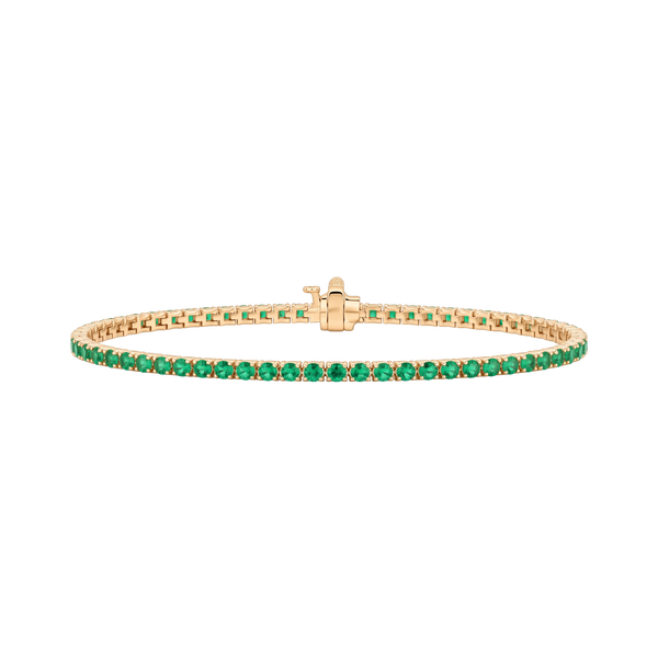 Tennis Bracelet with Emerald Stones (May Birthstones) in 18K Gold (1.75 mm - 4.0 mm)