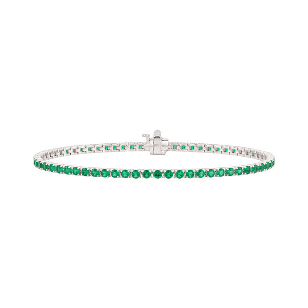 Tennis Bracelet with Emerald Stones (May Birthstones) in 18K Gold (1.75 mm - 4.0 mm)