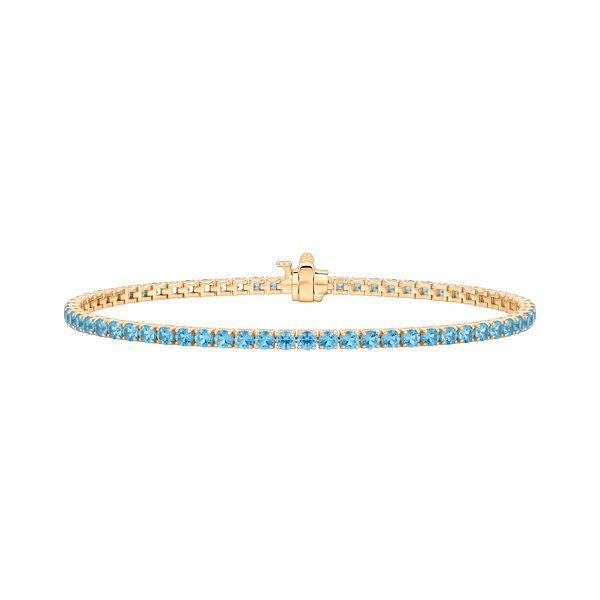 Tennis Bracelet with Blue Topaz Stones (December Birthstones) in 18K Gold (1.75 mm - 4.0 mm)