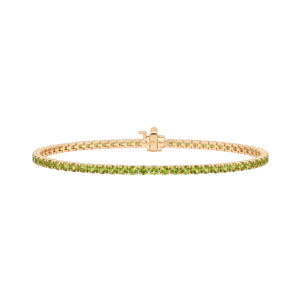 Tennis Bracelet with Peridot Stones (August Birthstones) in 14K Gold (1.75 mm - 4.0 mm)