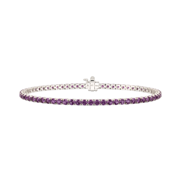 Tennis Bracelet with Alexandrite Stones (June Birthstones) in 18K Gold (1.75 mm - 4.0 mm)