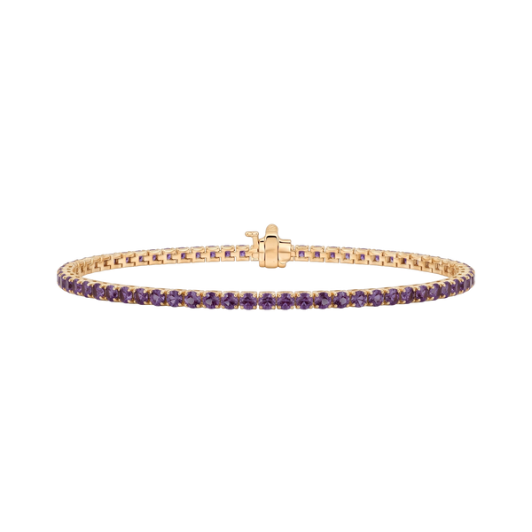 Tennis Bracelet with Alexandrite Stones (June Birthstones) in 18K Gold (1.75 mm - 4.0 mm)