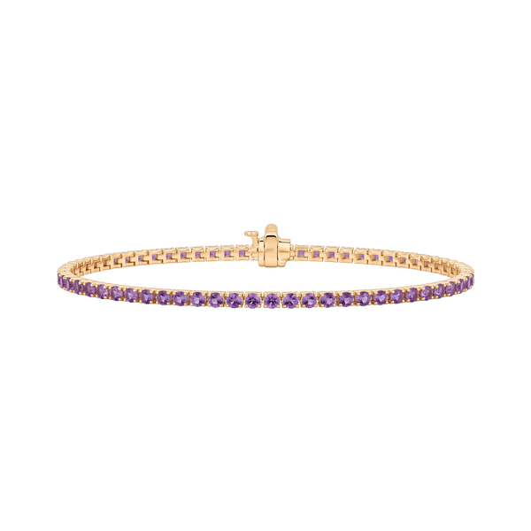 Tennis Bracelet with Amethyst Stones (February Birthstones) in 14K Gold (1.75 mm - 4.0 mm)