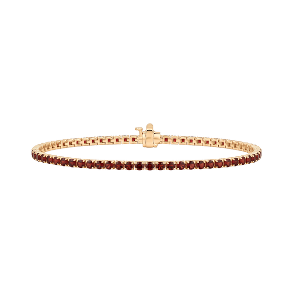 Tennis Bracelet with Garnet Stones (January Birthstones) in 18K Gold (1.75 mm - 4.0 mm)