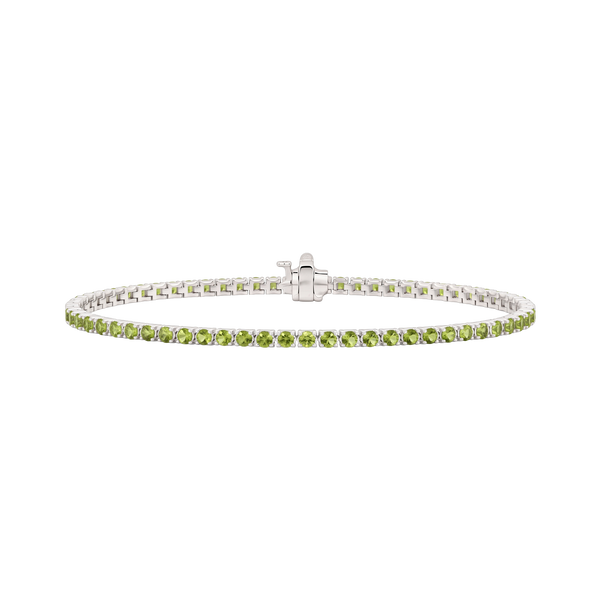 Tennis Bracelet with Peridot Stones (August Birthstones) in 18K Gold (1.75 mm - 4.0 mm)