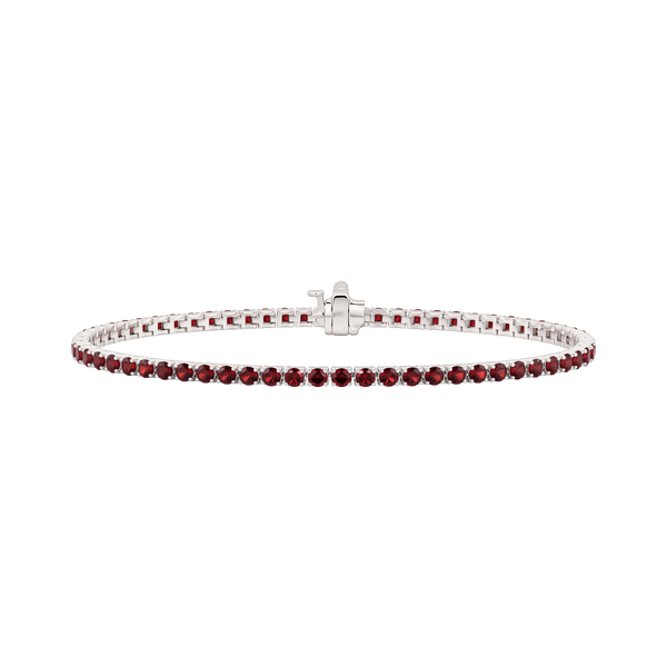 Tennis Bracelet with Garnet Stones (January Birthstones) in 18K Gold (1.75 mm - 4.0 mm)
