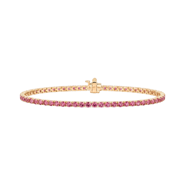 Tennis Bracelet with Tourmaline Stones (October Birthstones) in 14K Gold (1.75 mm - 4.0 mm)